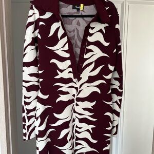 Hanifa Burgundy and White Knit Dress